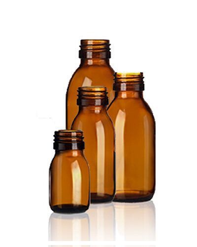 Frasco vidrio ámbar cuello ancho