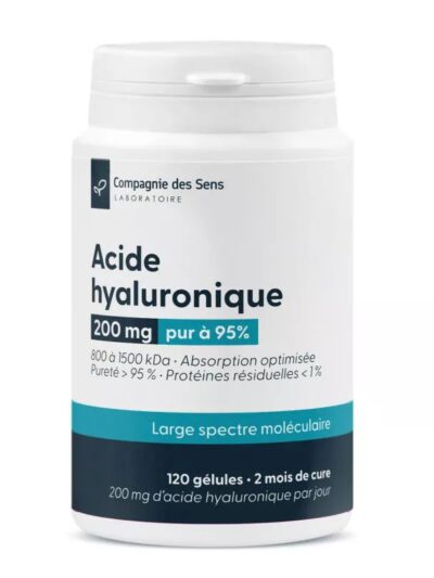 Ácido hialurónico 200 mg – Alta pureza y amplio rango molecular – 120 cápsulas