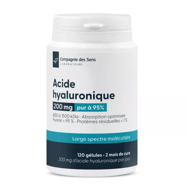Ácido hialurónico 200 mg – Alta pureza y amplio rango molecular – 120 cápsulas